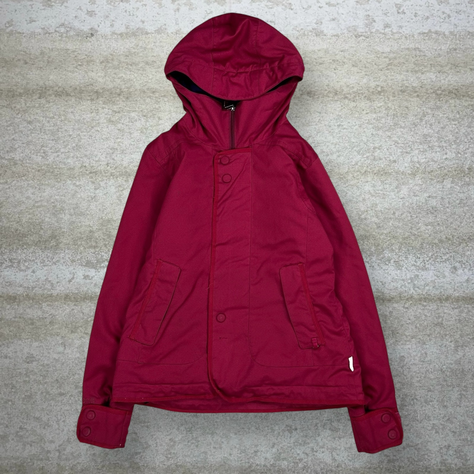 Vintage 90s Burton Puffer Ski Jacket Womens L Wine Red Nylon Full Zip Insulated